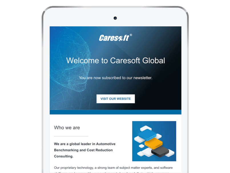 Caresoft newsletter in ipad