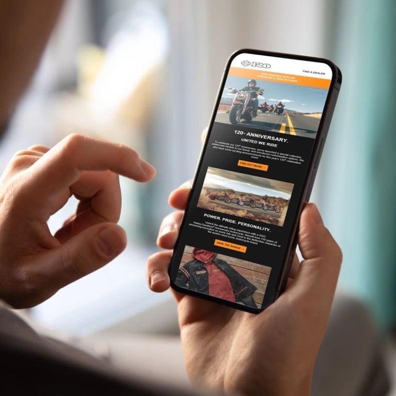 Harley Davidson email preview mobile
